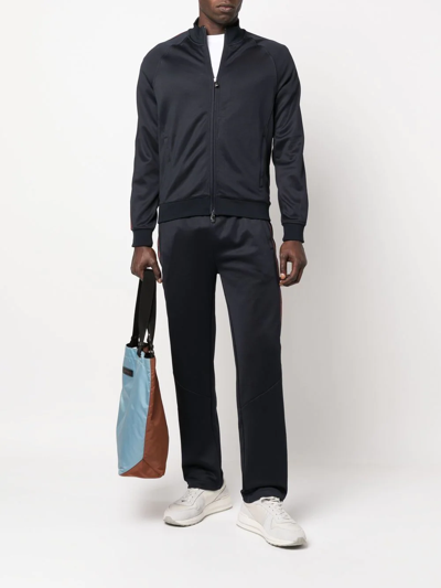 Corneliani Side-stripe Track Pants In Blue