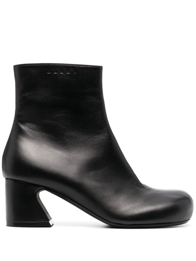 Shop Marni Zipped Ankle Boots In Black