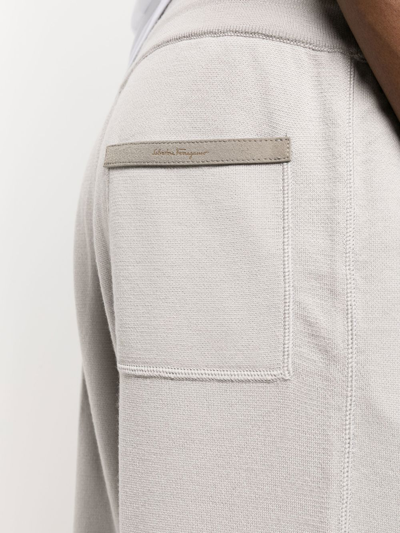 Shop Ferragamo Drawstring Wool Track Trousers In Grey