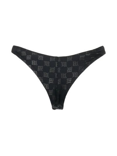 Misbhv Monogram-pattern Bikini Bottoms In Black