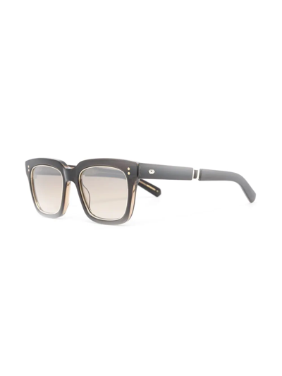 Shop Garrett Leight Metallic-trim Rectangular-frame Sunglasses In Black