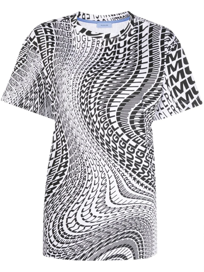 Shop Mugler Swirl Logo-print T-shirt In White