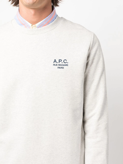 Shop Apc Logo-embroidered Sweatshirt In Grey