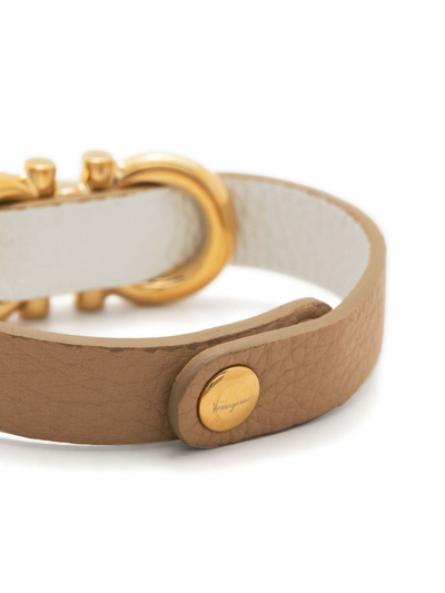 Ferragamo Gancini Cracked-effect Bracelet In Neutrals