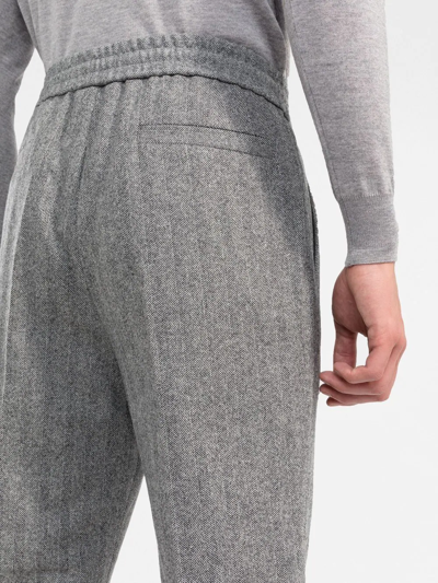 Shop Brunello Cucinelli Drawstring-waist Tailored Trousers In Grey