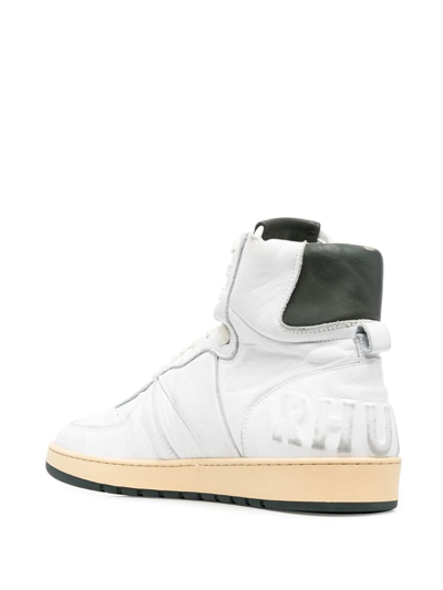 Shop Rhude High-top Leather Sneakers In White