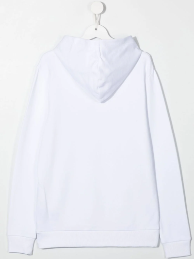 Shop Balmain Teen Logo-print Cotton Hoodie In White