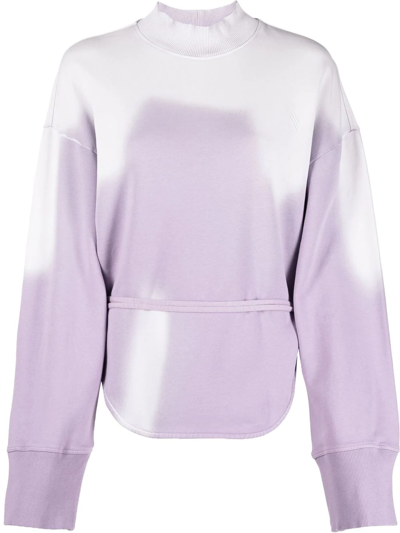 Shop Attico Tie-dye Cotton Tie-waist Sweatshirt In Purple