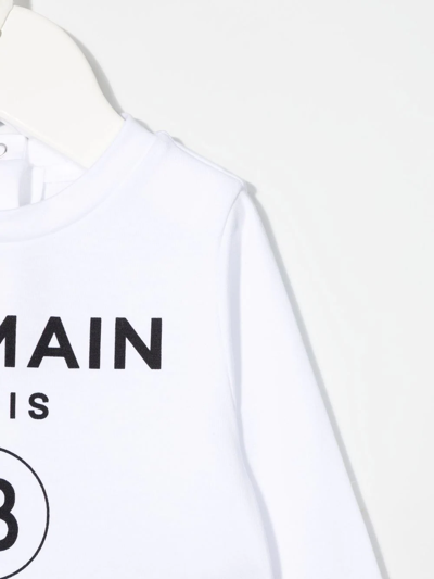 Shop Balmain Logo-print Babygrow In White