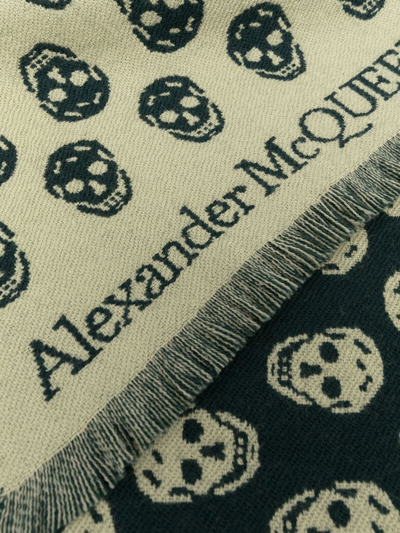 Shop Alexander Mcqueen Skull-print Wool Scarf In Green