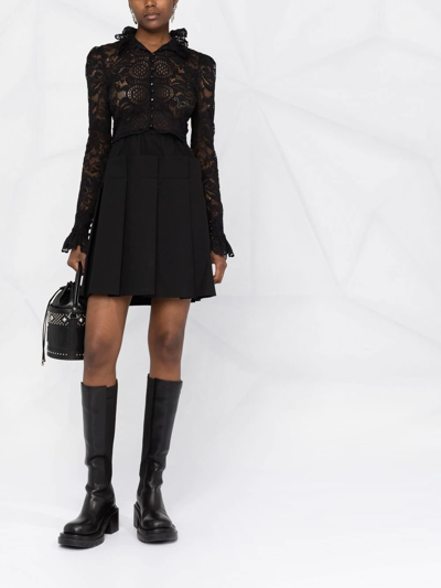 Shop Paco Rabanne Cropped Lace Blouse In Black