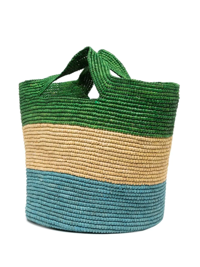 Shop Sensi Studio Stripe Straw Tote Bag In Blue