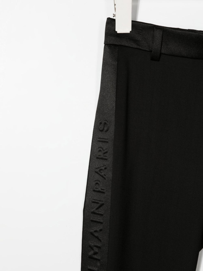 Shop Balmain Logo-tape Leggings In Black