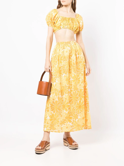 Faithfull The Brand Danita Floral-print Linen Maxi Skirt In Orange