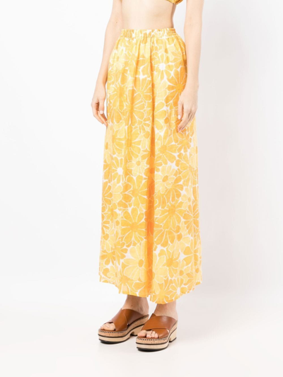 Faithfull The Brand Danita Floral-print Linen Maxi Skirt In Orange