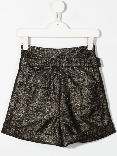 Balmain Teen Metallic High-waisted Shorts In Black