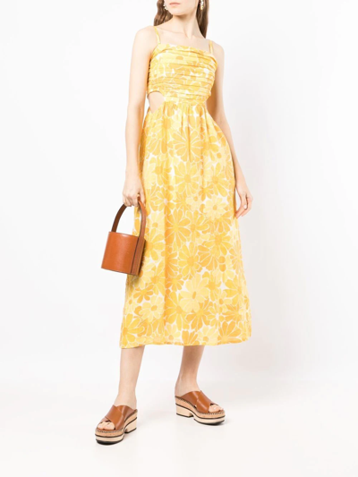 Shop Faithfull The Brand Jamaica Floral-print Midi Dress In Yellow