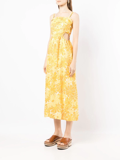 Shop Faithfull The Brand Jamaica Floral-print Midi Dress In Yellow
