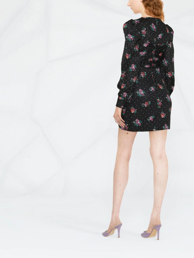Shop Alessandra Rich Floral-print Minidress In Black