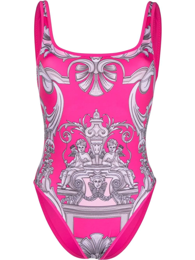 Shop Versace Graphic-print One-piece In Pink
