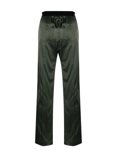 Tom Ford Logo-waist Silk Pyjama Trousers In Green