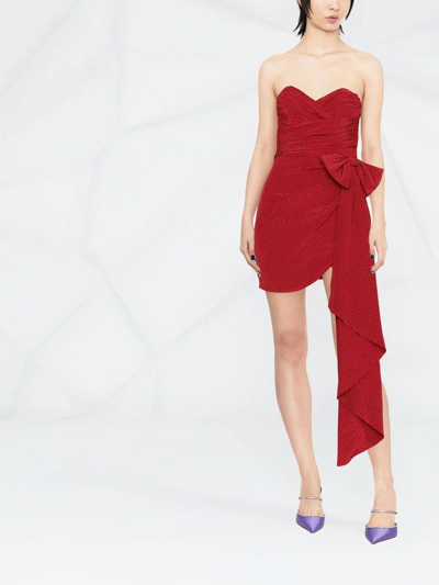 Shop Alessandra Rich Draped Bow-detail Minidress In Red