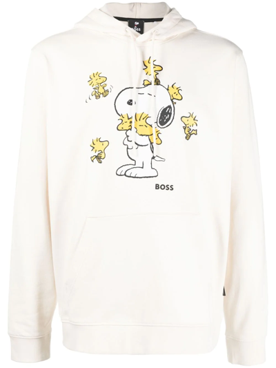 Shop Hugo Boss X Peanuts Snoopy-print Hoodie In Neutrals