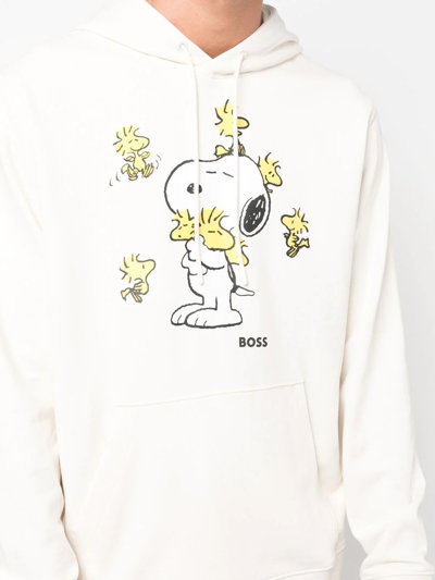 Shop Hugo Boss X Peanuts Snoopy-print Hoodie In Neutrals