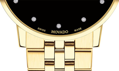 Shop Movado Museum Diamond Classic Bracelet Watch, 40mm In Gold