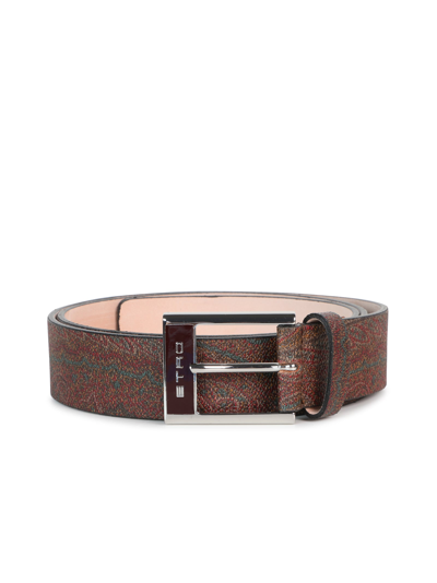 Shop Etro Paisley Fabric Belt In Brown