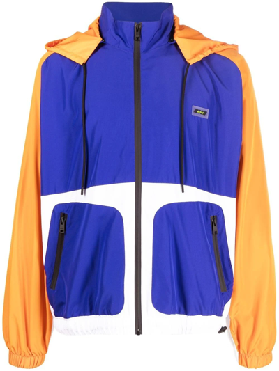 Shop Msgm Colour-block Bomber Jacket In Blau