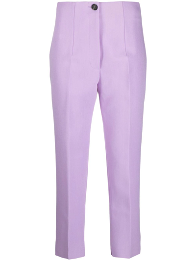 Shop Msgm Straight-leg Cropped Trousers In Violett