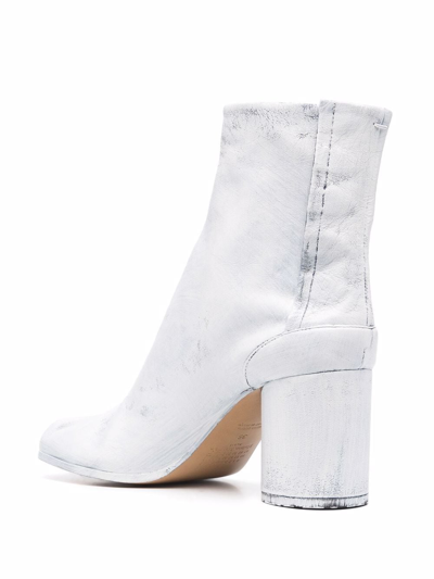 Maison Margiela Tabi Ankle Boots In White Aged Effect Leather In White