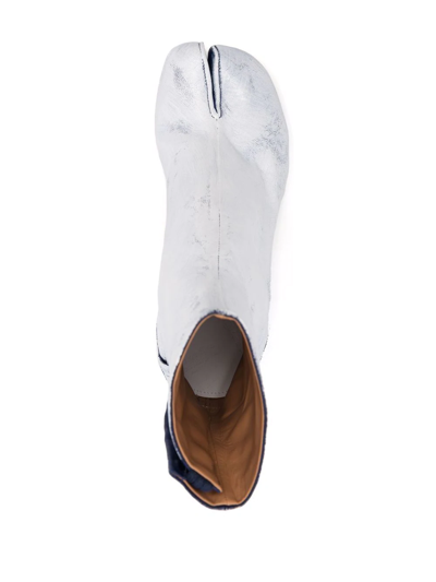 Maison Margiela Tabi Ankle Boots In White Aged Effect Leather In White
