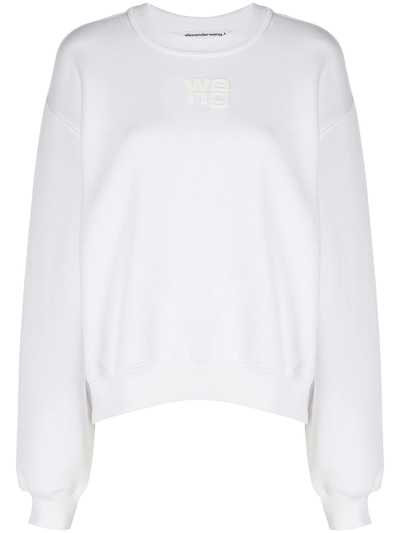 Shop Alexander Wang Logo-print Cotton Sweatshirt In White