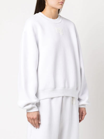 Alexander Wang Women Essential Terry Crew Sweatshirt With Puff Paint Logo In White
