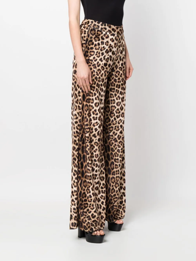 Philipp Plein Leopard-print Flared Trousers In Brown