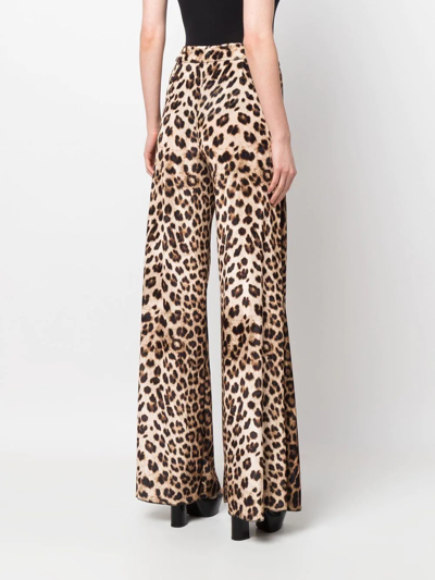 Philipp Plein Leopard-print Flared Trousers In Brown