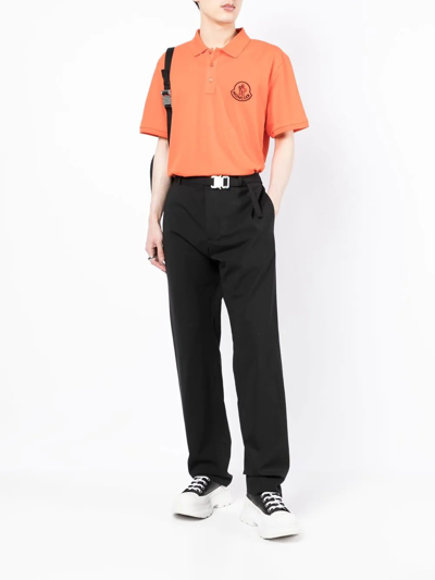 Shop Moncler Logo-embroidered Polo Shirt In Orange