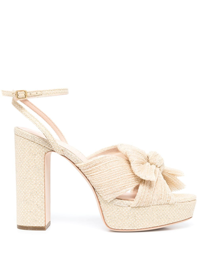 natalia cream sparkle platform bow heel