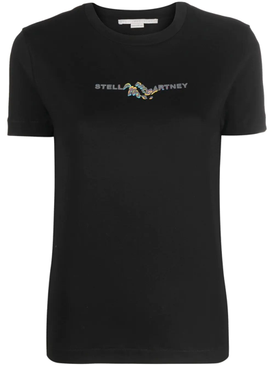 Shop Stella Mccartney Logo-print Cotton T-shirt In Schwarz