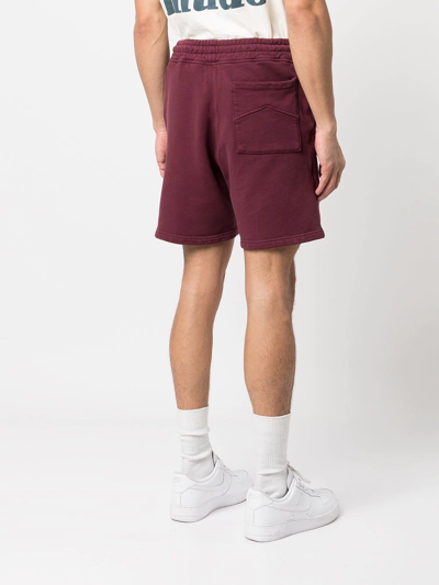 Shop Rhude Logo-print Drawstring Shorts In Rot