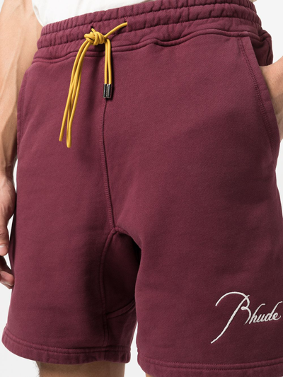 Shop Rhude Logo-print Drawstring Shorts In Rot
