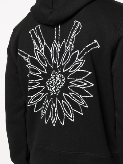 Shop Amiri Rhinestone-embellished Graphic-logo Hoodie In Black