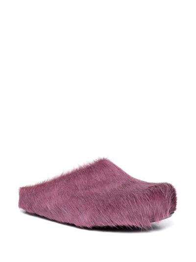 Marni Ponyskin Flat Mules In Purple