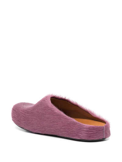 Marni Ponyskin Flat Mules In Purple