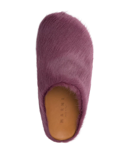 Marni Ponyskin Flat Mules In Purple