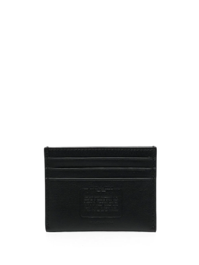 Shop Coach Logo-stamp Leather Cardholder In Schwarz