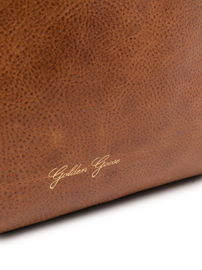 Shop Golden Goose Logo-stamp Leather Tote In Braun