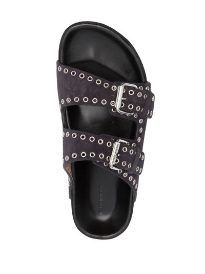 Shop Isabel Marant Lennyo Leather Slides In Schwarz